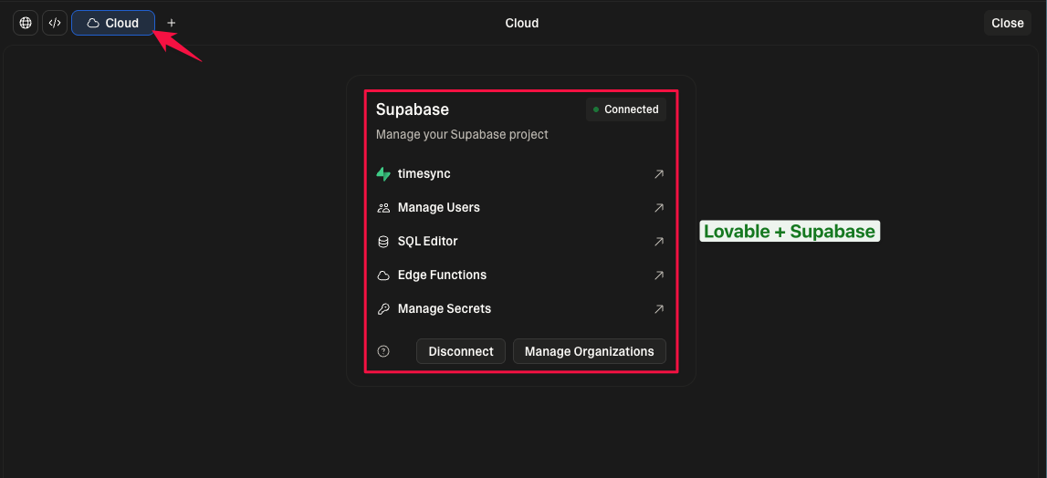 Supabase backend settings inside Lovable